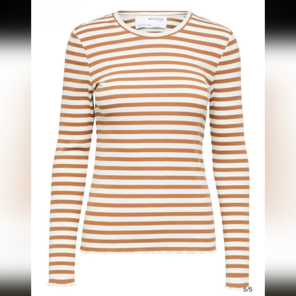 Selected/Femme Striped Long Sleeve T-shirt - Picture 9 of 14